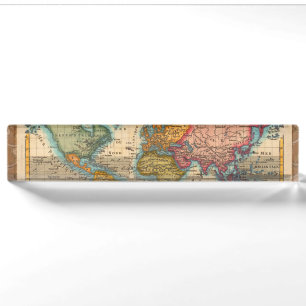 World Map 1780 Bonne Antique Planisphere Name Plate