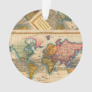 World Map 1780 Bonne Antique Planisphere Ornament