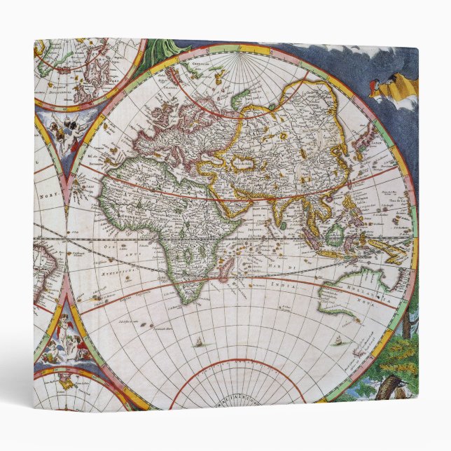 WORLD MAP, 17th CENTURY 3 Ring Binder (Front/Spine)