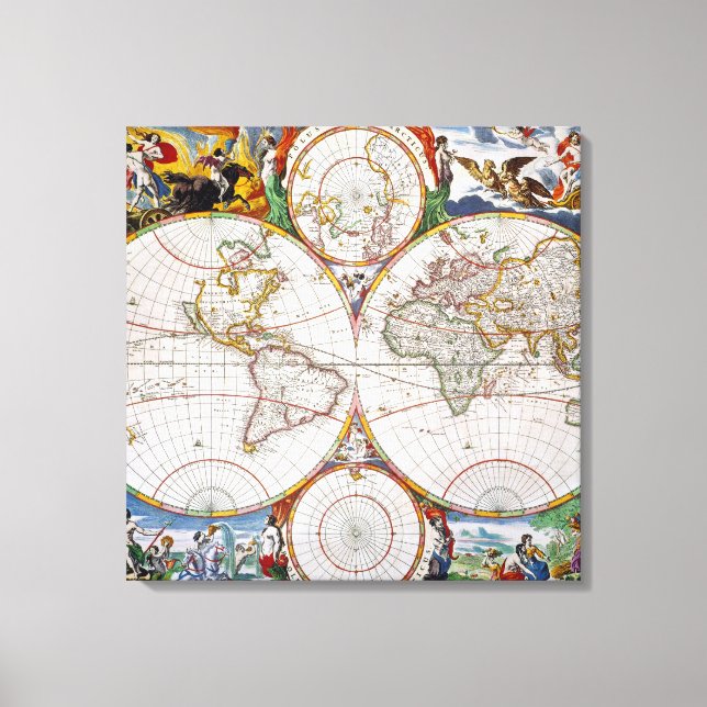 WORLD MAP, 17th CENTURY Canvas Print (Front)