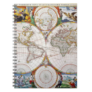 WORLD MAP, 17th CENTURY Notebook
