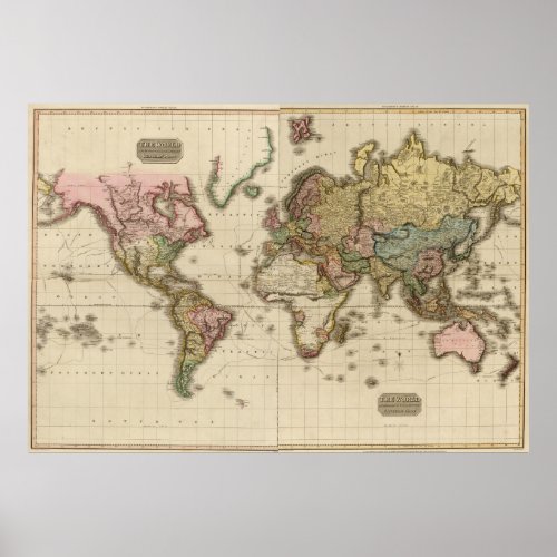 World Map 1812 Poster