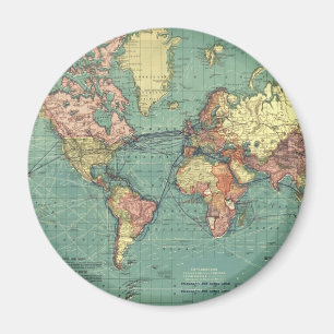 World map 1919 magnet