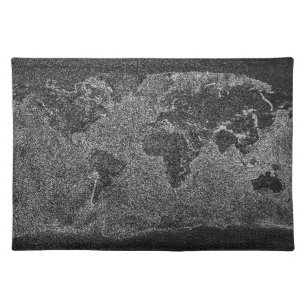World Map 20" x 14" Linen. Cloth Placemat