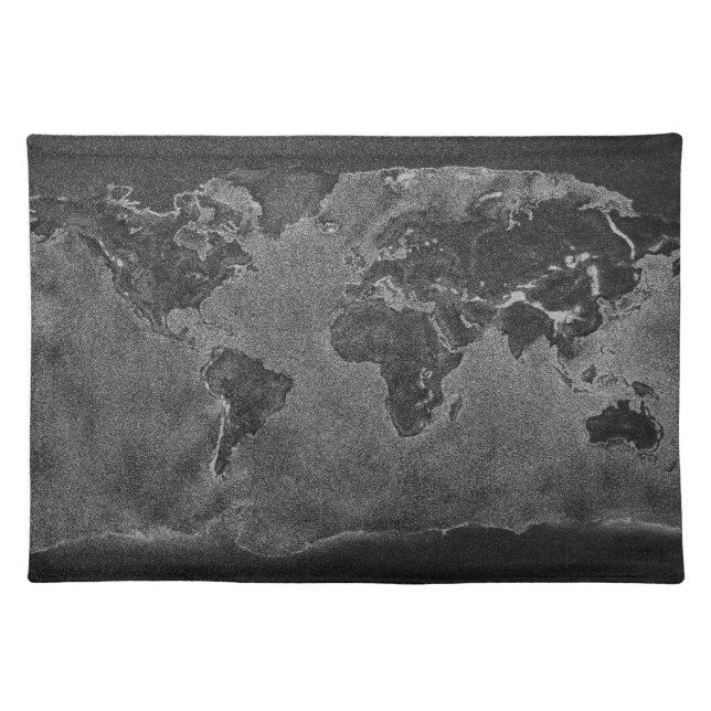 World Map 20" x 14" Linen. Cloth Placemat (Front)