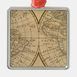 World Map 3 Metal Ornament