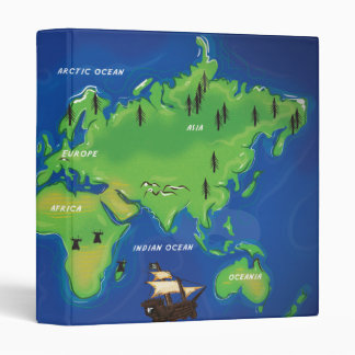 World Map 3 Ring Binder