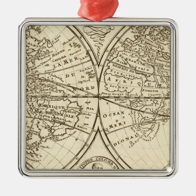 World Map 4 Metal Ornament (Front)