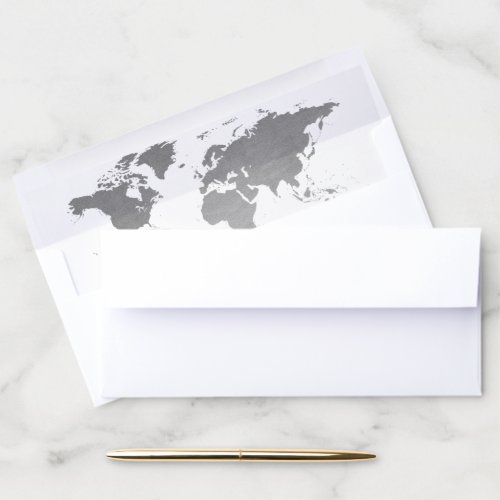 World Map 4x9 Gray Silver Envelope Liner