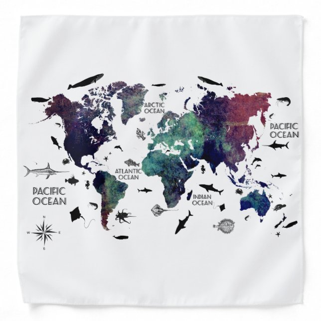 world map 7 bandana (Front)