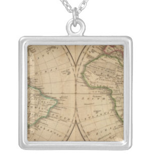 World Map 7 Silver Plated Necklace