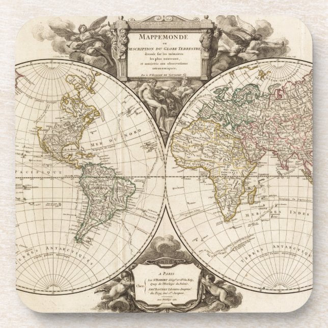 World Map 9 Beverage Coaster (Front)