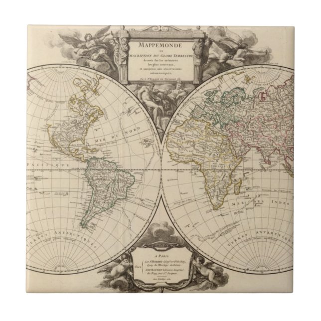 World Map 9 Ceramic Tile (Front)