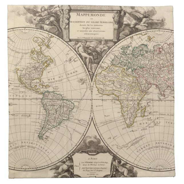 World Map 9 Cloth Napkin (Front)