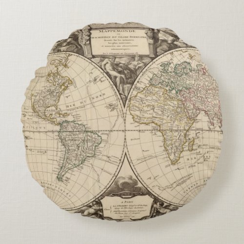 World Map 9 Round Pillow