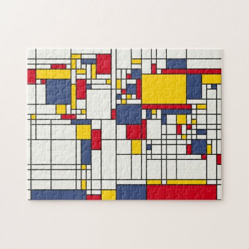 World Map Abstract Mondrian Style Jigsaw Puzzle