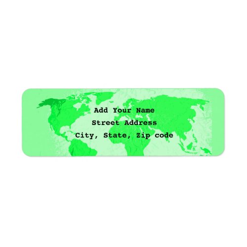 World Map Abstract Neon Green Art Traveler Wedding Label