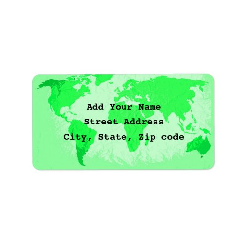 World Map Abstract Neon Green Artsy Traveler 2023 Label