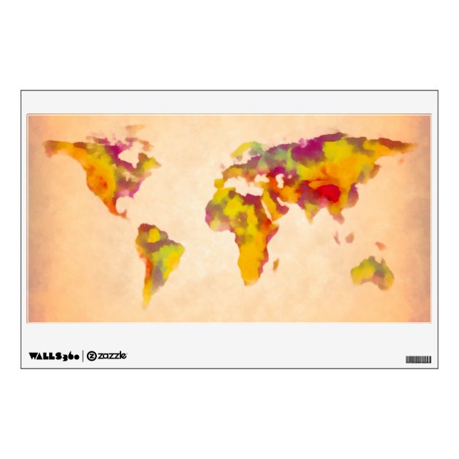 world map, abstract painting wall decal (Front)