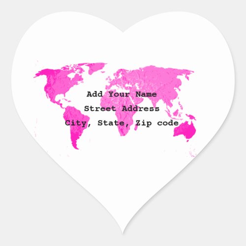 World Map Abstract Pink Purple White Art Traveler Heart Sticker