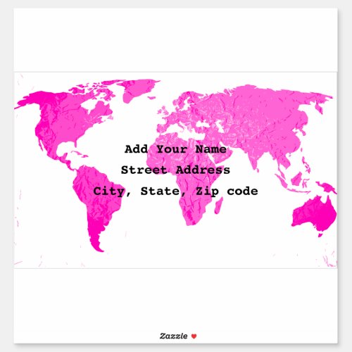 World Map Abstract Pink Purple White Art Traveler Sticker