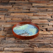 World Map Acrylic & Dark Wood Serving Tray (Front Top)