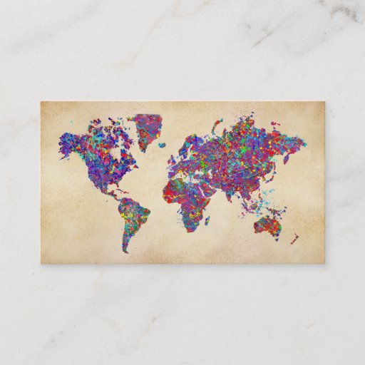 Customizable World Map, Action Painting Business Card