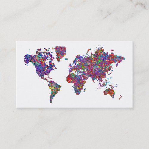 World Map, Action Painting Business Card Templates