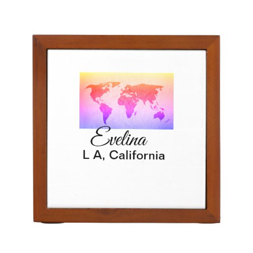 World map add name text place country city text mi desk organizer