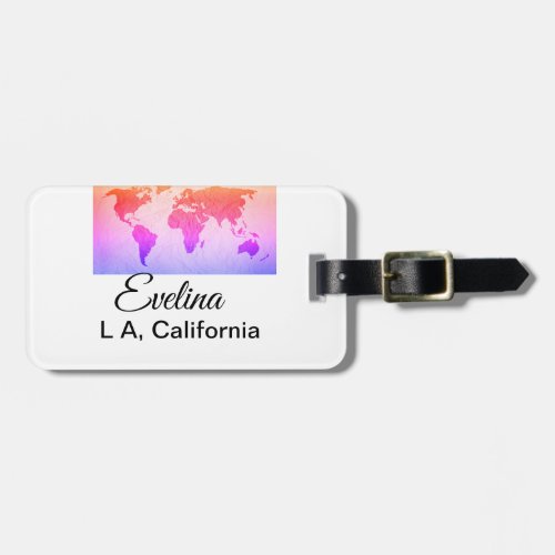 World map add name text place country city text mi luggage tag