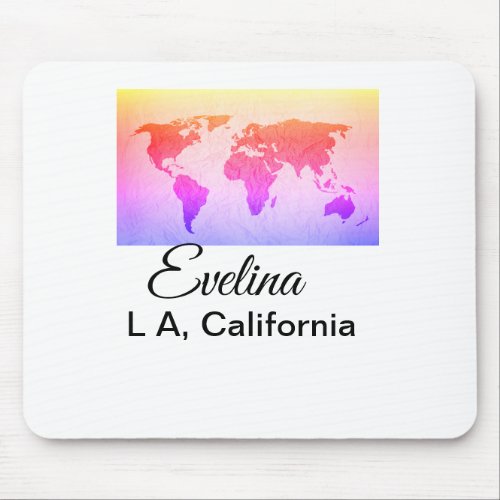 World map add name text place country city text mi mouse pad