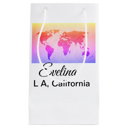 World map add name text place country city text mi small gift bag