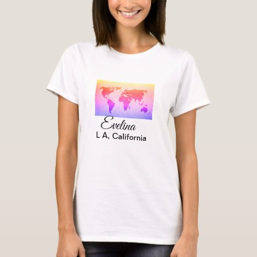 World map add name text place country city text mi T_Shirt