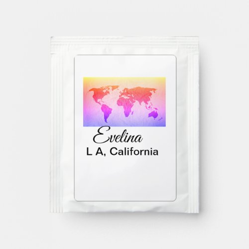 World map add name text place country city text mi tea bag drink mix