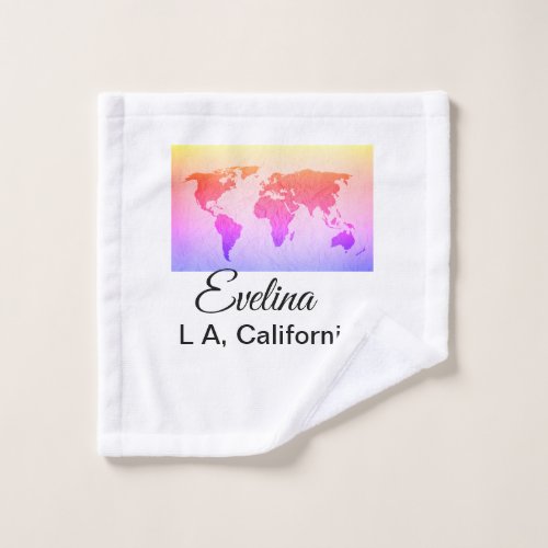 World map add name text place country city text mi wash cloth