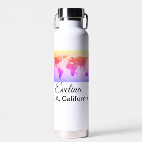 World map add name text place country city text mi water bottle