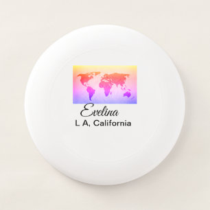 World map add name text place country city text mi Wham-O frisbee