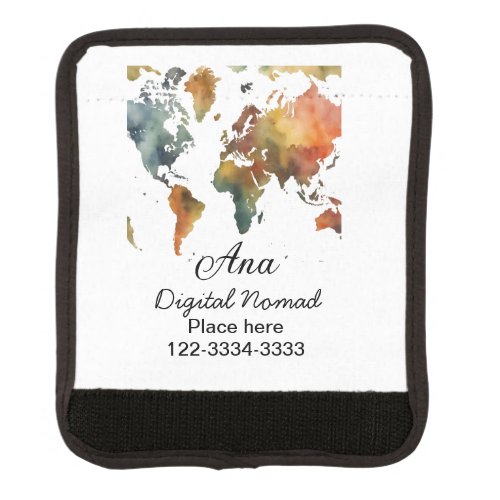 World map add your name text place city phone luggage handle wrap