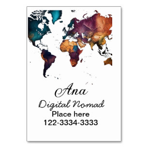 World map add your name text place city phone table number