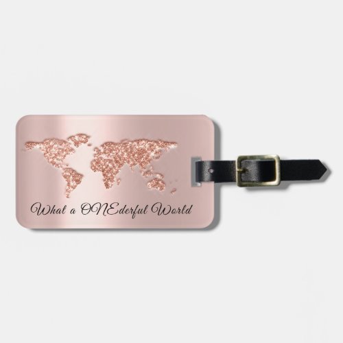 World Map Address What a ONEderful Rose Spark Luggage Tag