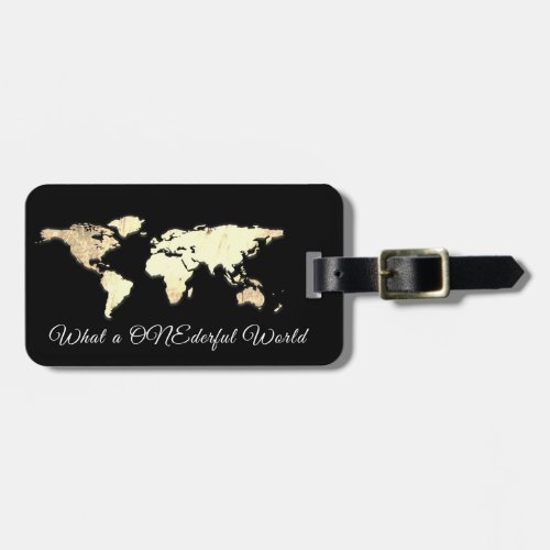 World Map Address What a ONEderful White Black  Luggage Tag