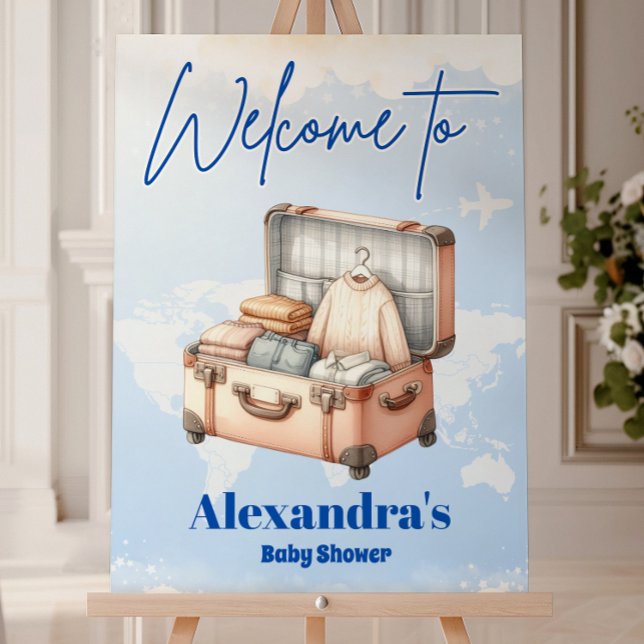 World Map Adventure Awaits  Baby Shower Foam Board (Creator Uploaded)