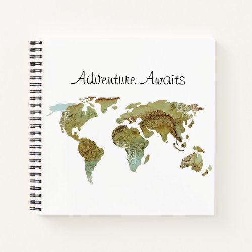 World Map Adventure Awaits Travel Notebook