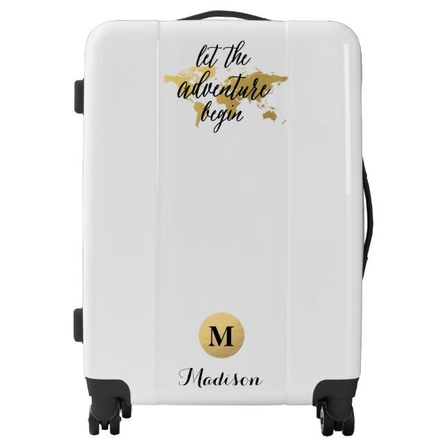 World Map Adventure monogrammed Luggage (Front)