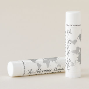 World Map Adventure Silver World Map Travel Theme Lip Balm