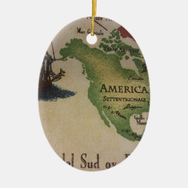 World Map - America Ceramic Ornament (Front)