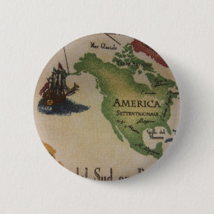 World Map - America Pinback Button