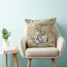 World Map Anchor and Dolphin
