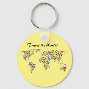 World Map and Travel the World Keychain