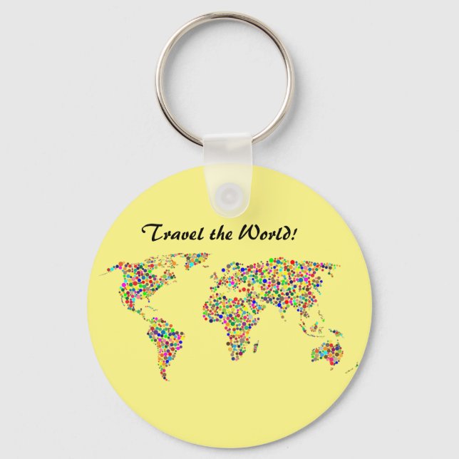 World Map and Travel the World Keychain (Front)